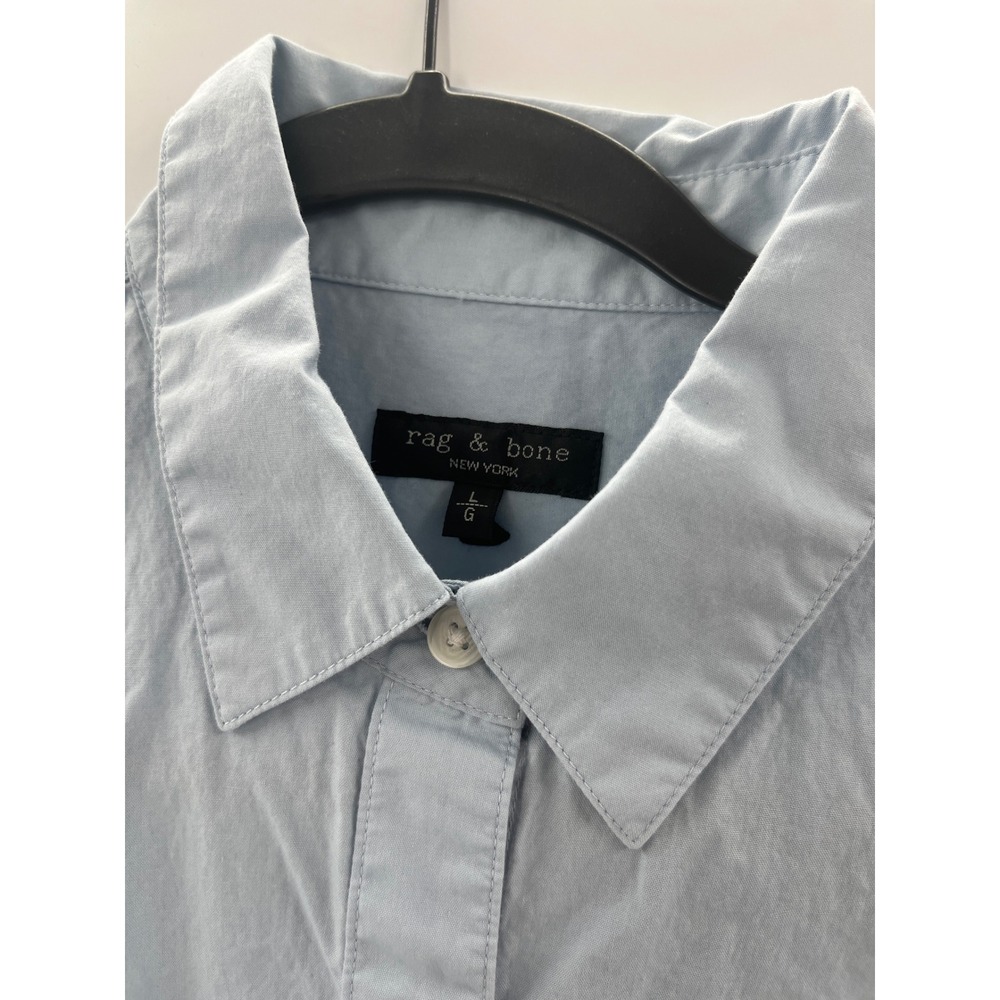 Rag & Bone Mens Light Blue Long Sleeve Button Down Shirt Size Large L Pocket - Picture 2 of 6